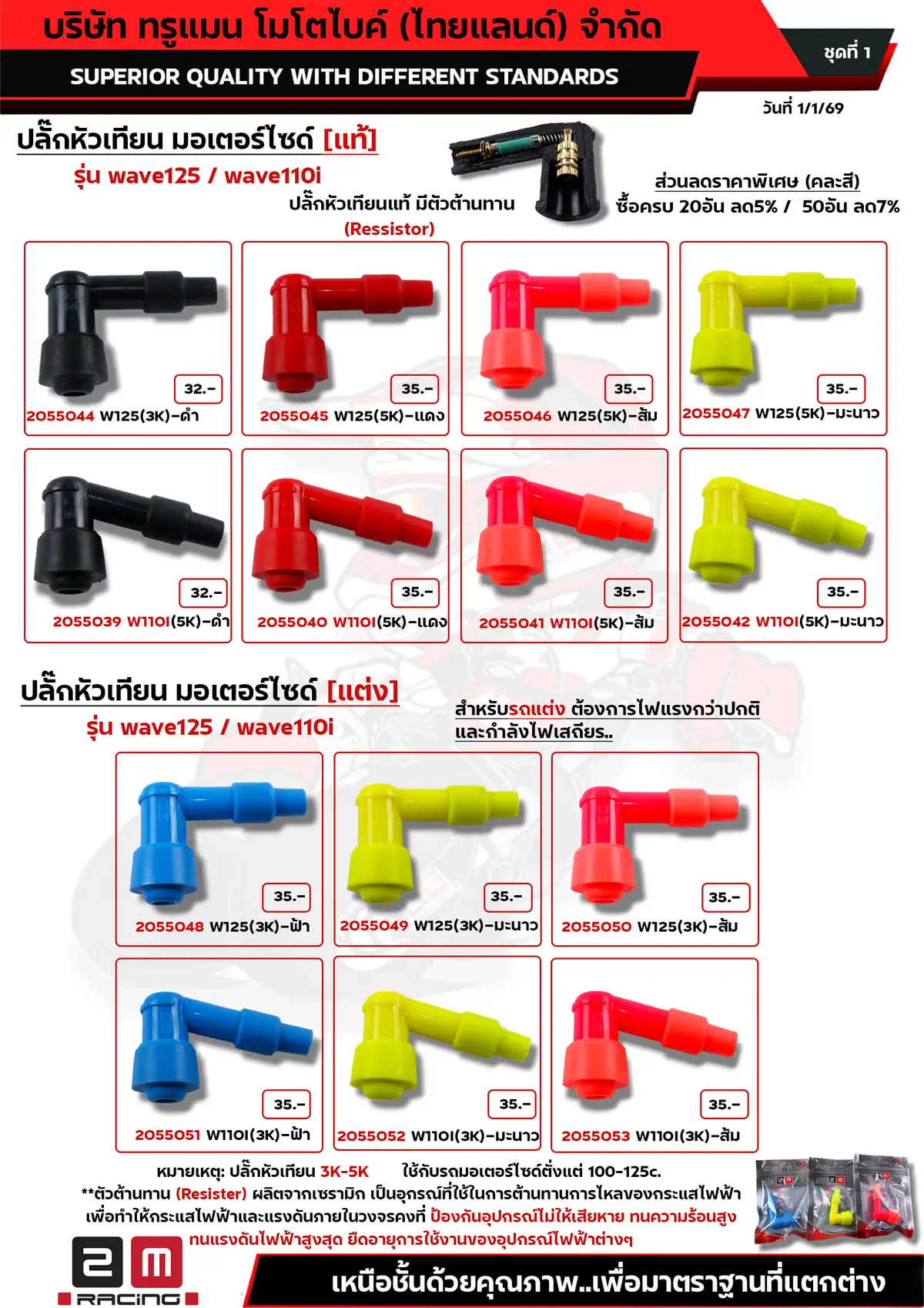 ปลั๊กหัวเทียนแท้สีดำ-สี ชุดที่1
