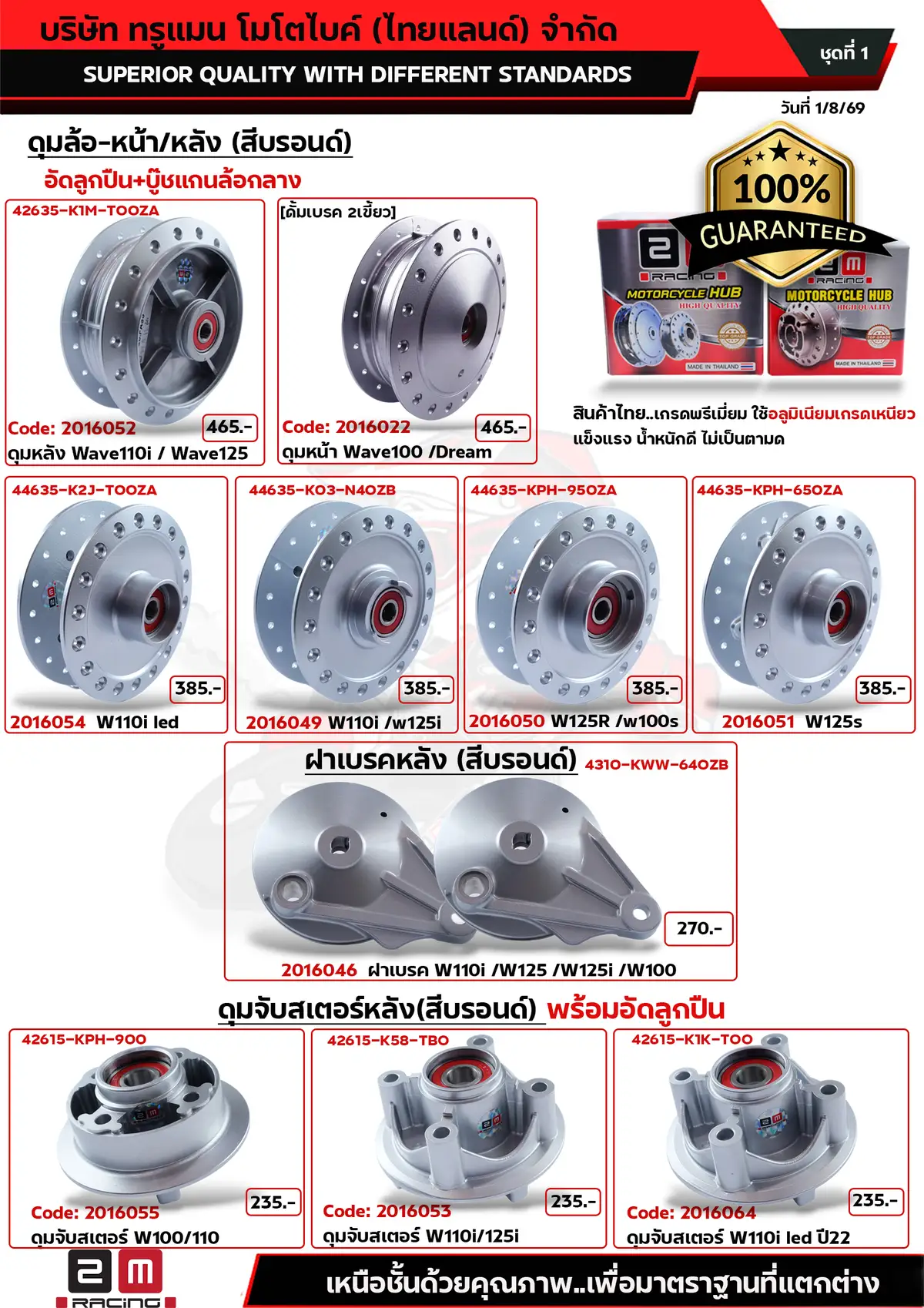 ดุมหน้า-ดุมหลัง-ฝาเบรค-ดุมสเตอร์+อัดลูกปืน ชุดที่1