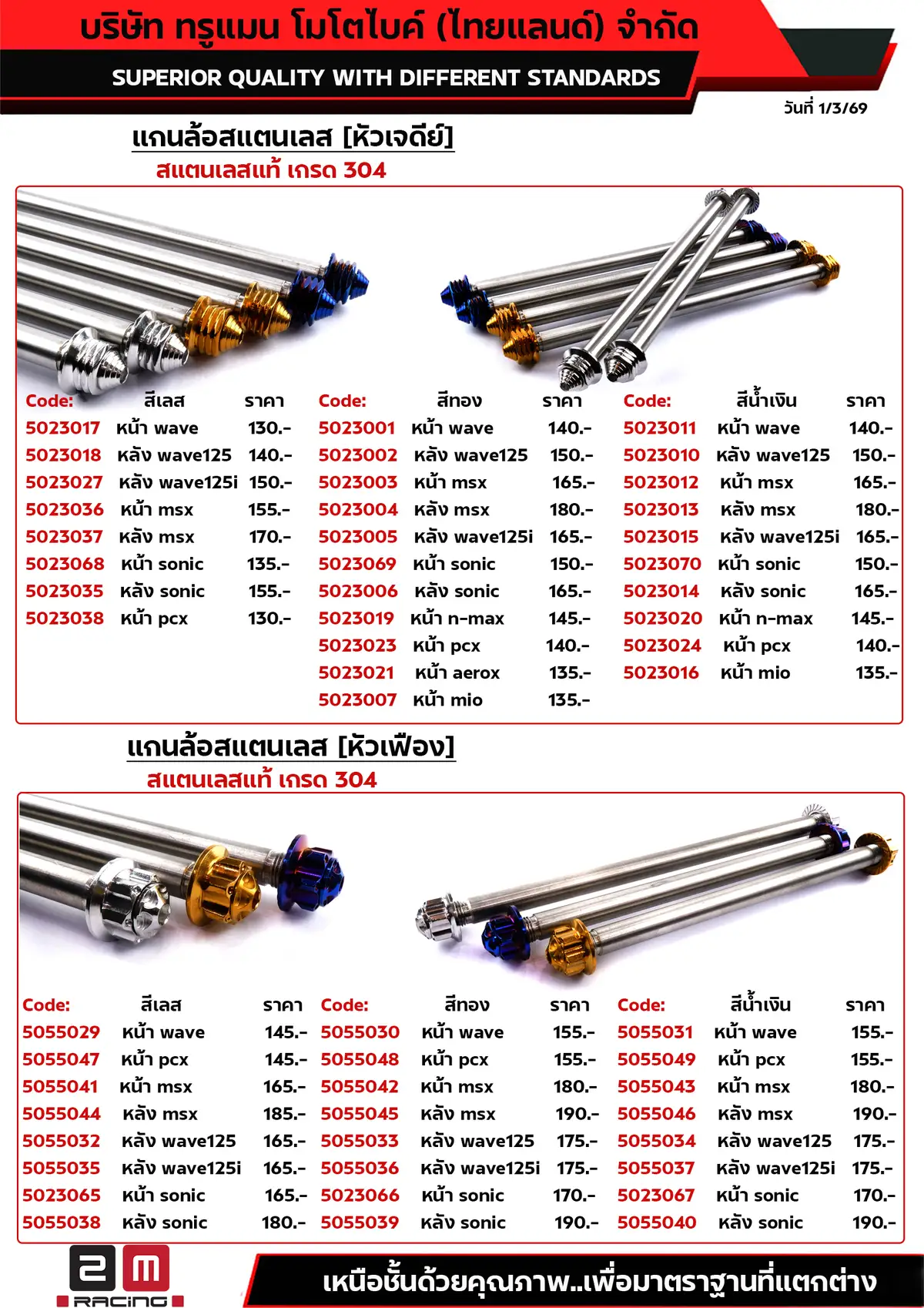 แกนล้อเลสจี้ลาย-แกนล้อเลสหัวเฟือง