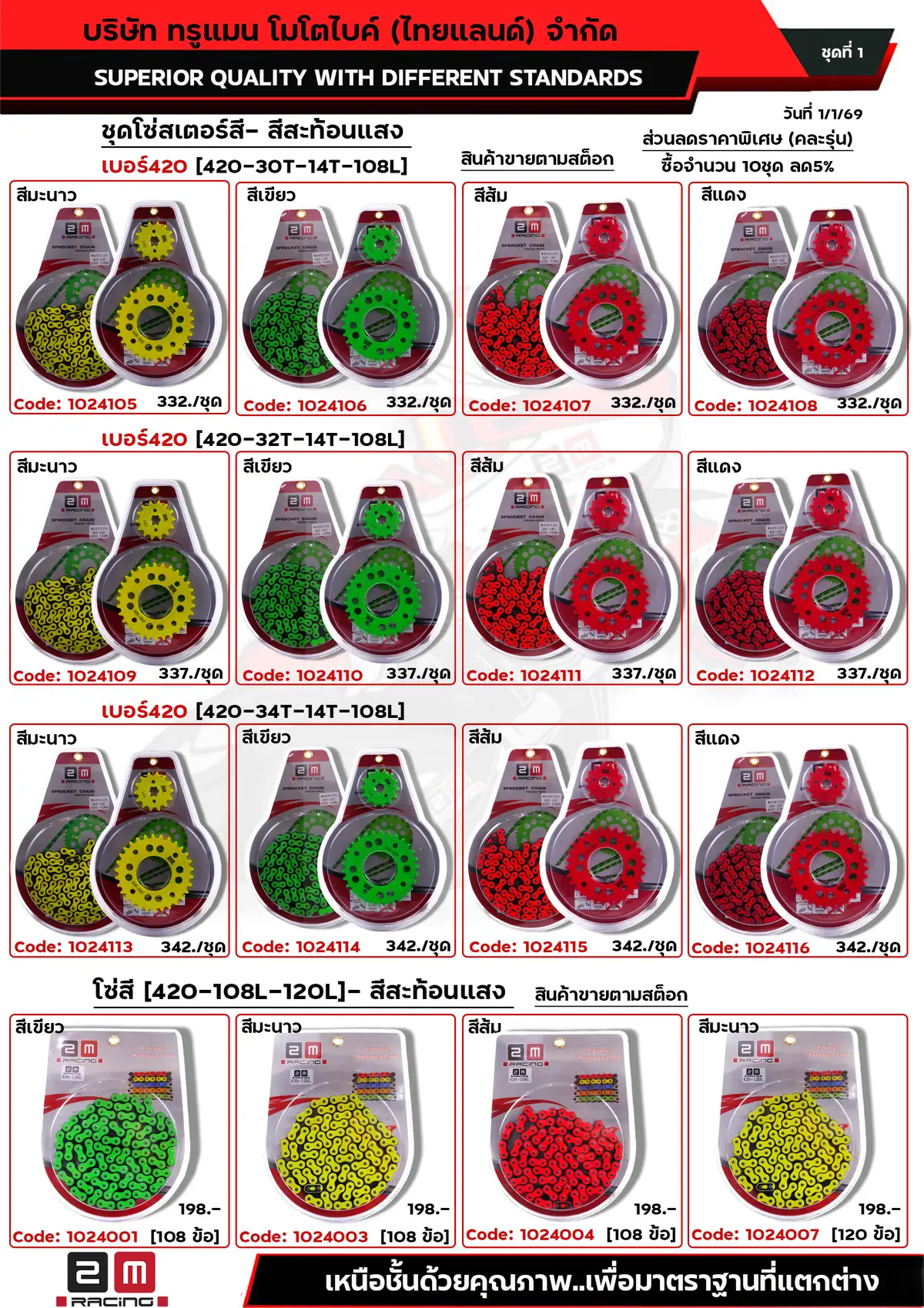 สเตอร์สี+โซ่สี(จัดชุด)+โซ่สี เบอร์420