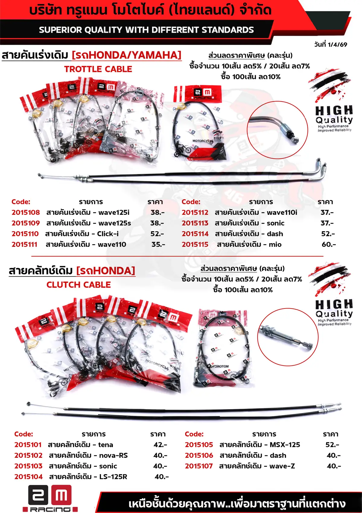 สายคันเร่ง-สายคลัทช์เดิม HONDA