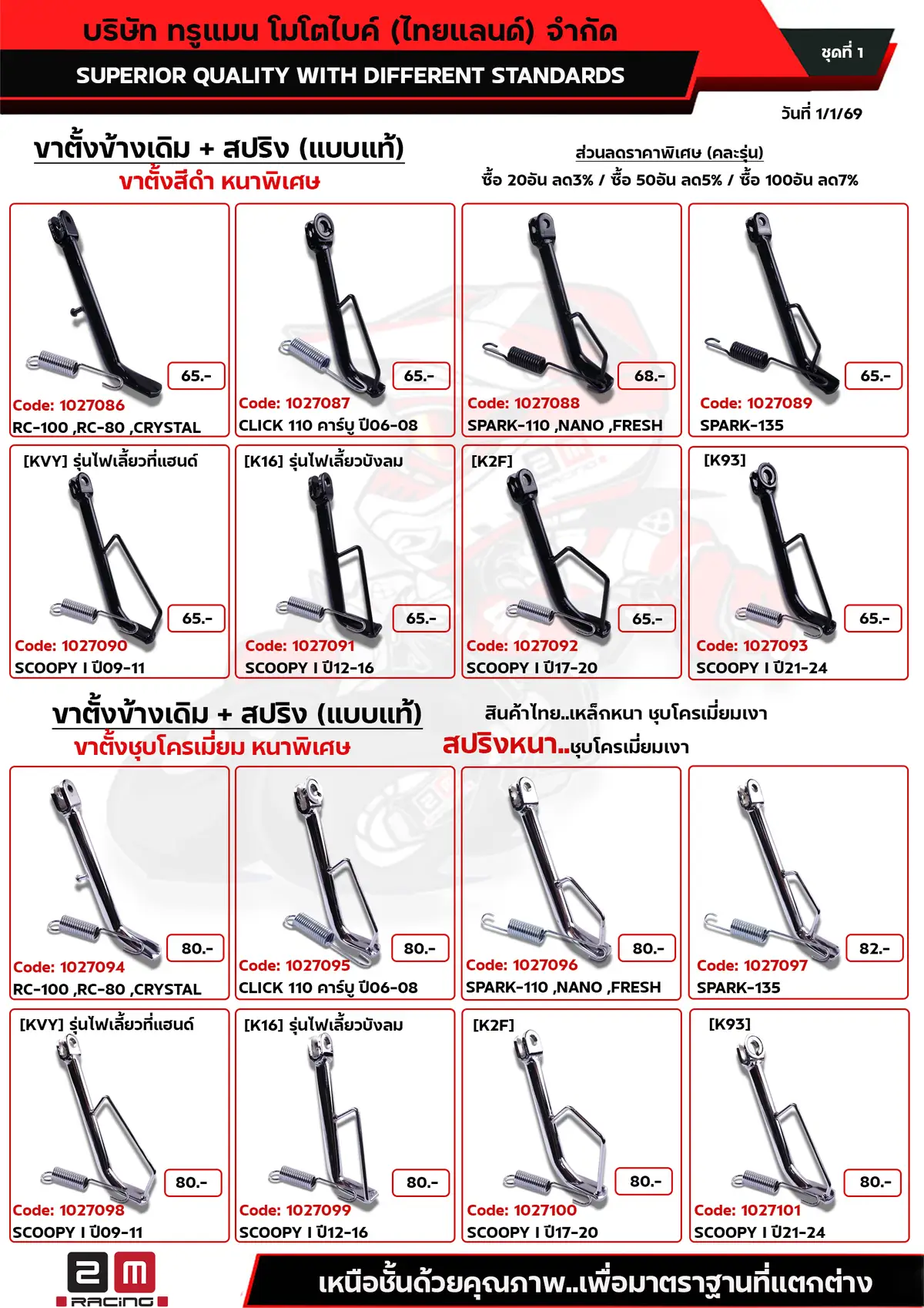ขาตั้งclick ,spark ,scoopy สีดำ-สีชุบ