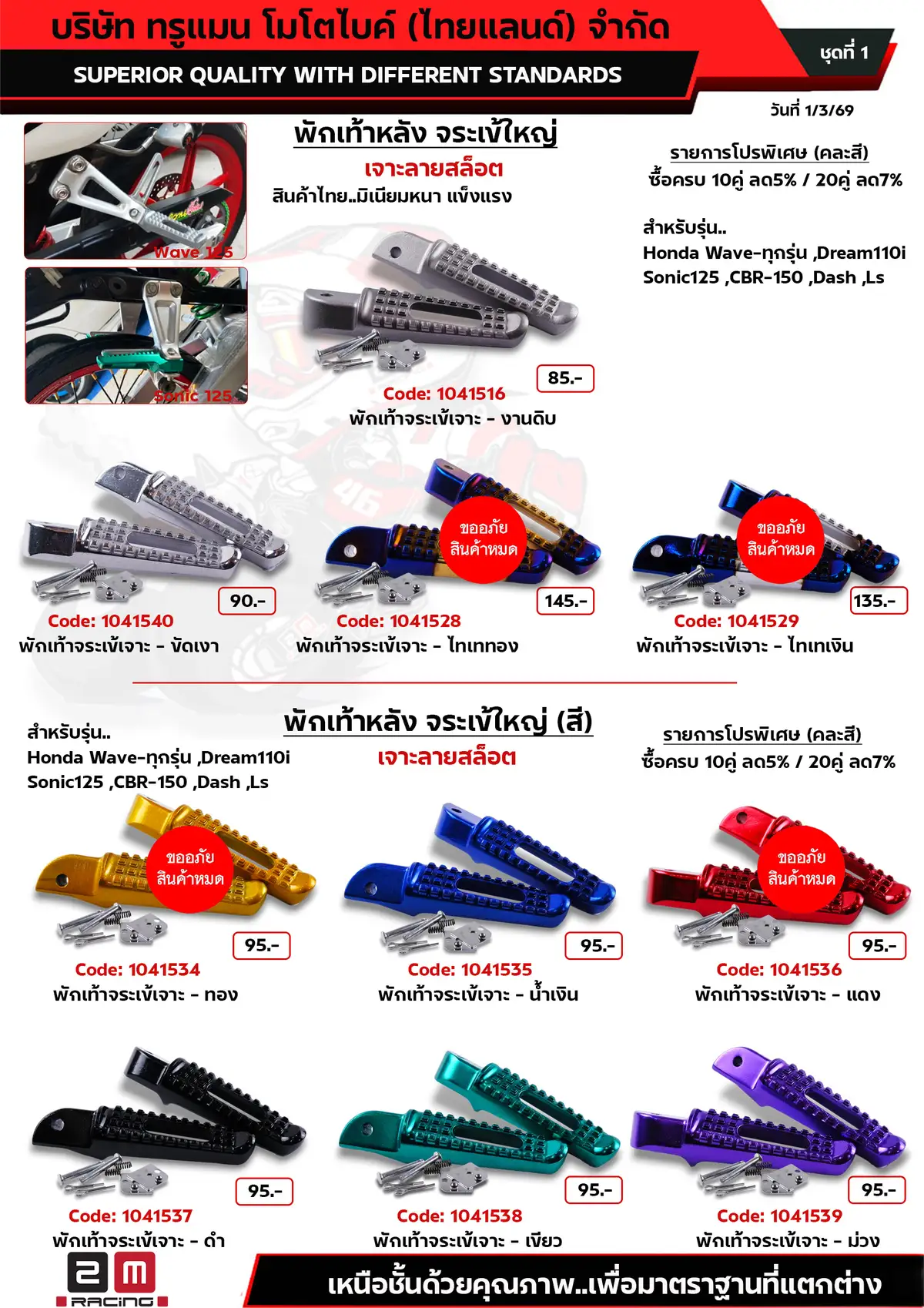 พักเท้าหลัง(เจาะ)จระเข้ใหญ่