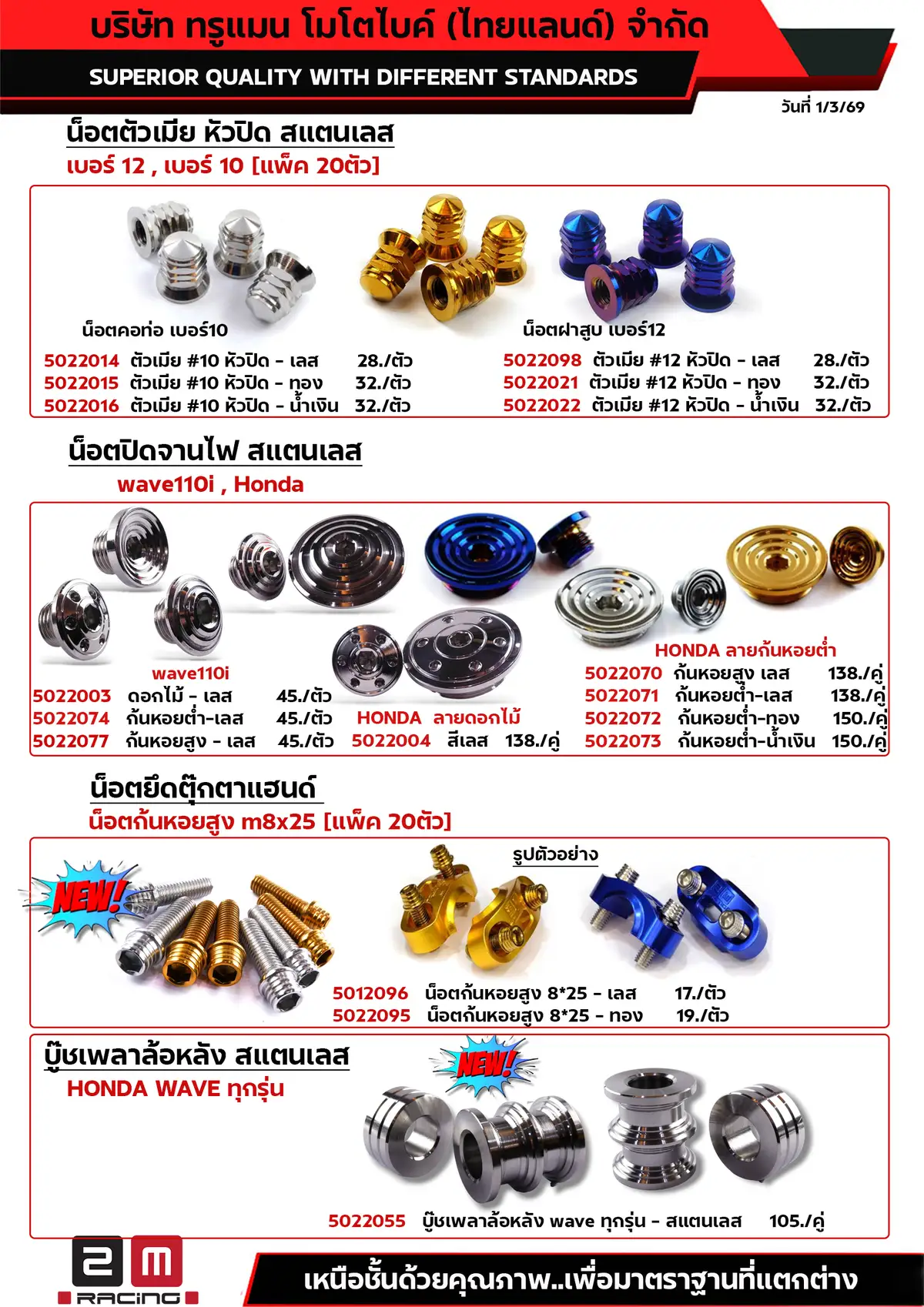 น็อตตัวเมียหัวปิด-ปิดจานไฟ-น็อตตุ๊กตาแอนด์-บู๊ชแกนล้อเลส