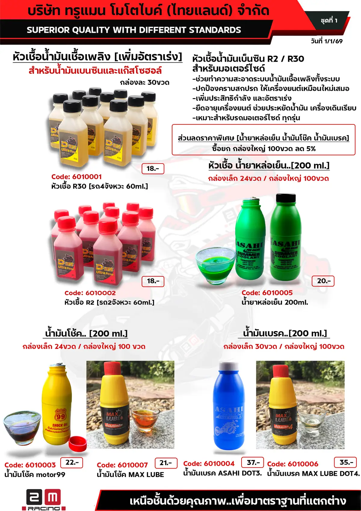 หัวเชื้อ R2,R30+หล่อเย็น+น้ำมันโช๊ค+น้ำมันเบรค